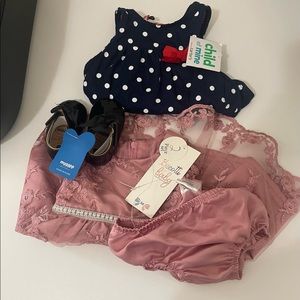 Baby girl dresses and a shoe.